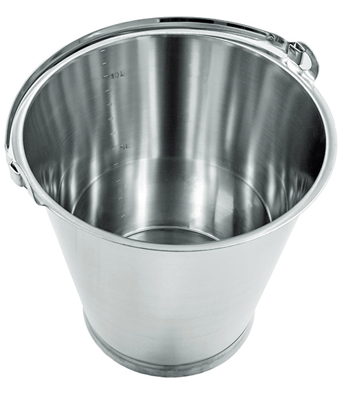 Seau inox avec base et anse 12 litres - intérieur gradué